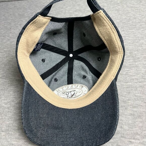 Duluth Trading Company Hat Cap Denim Strap Back Fleece Lined Brown Bear Logo - Picture 6 of 7